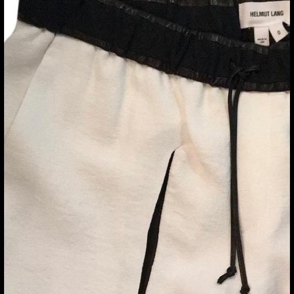Helmut Lang Leather and Fabric Cargo Pants In White With Black Leather - Picture 5 of 7